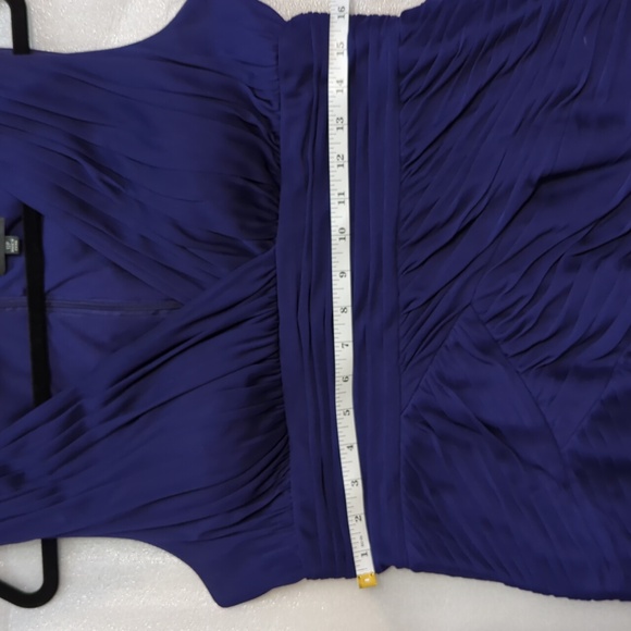 Adrianna Papell Women's Blue Chiffon Ruched Special Occasion Dress Size 12P - Picture 8 of 9